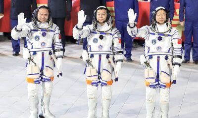 China launches three astronauts into space