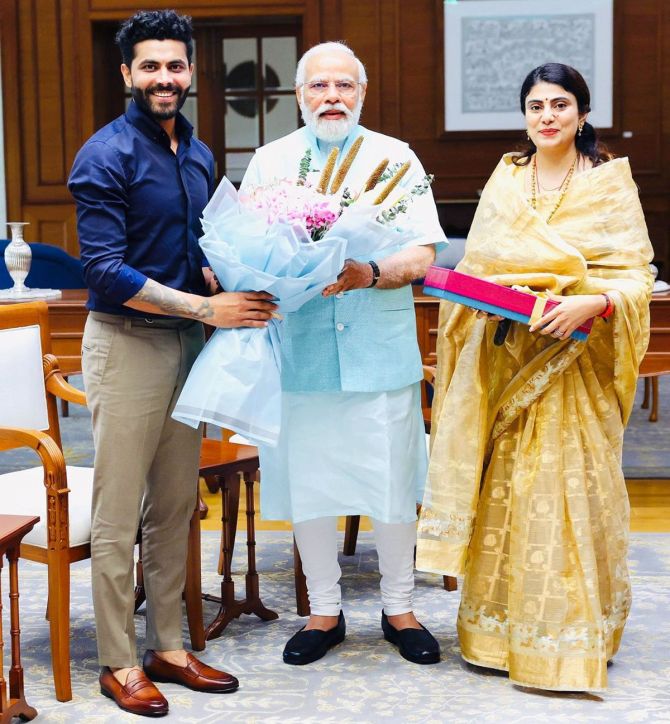 ravindra rivaba jadeja with PM Modi