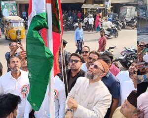 Owaisi unfurls national flag at madrasa in Hyderabad