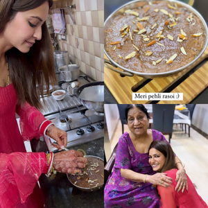 New bride Kriti Kharbanda cooks halwa for her 'pehli rasoi':
 'Approved by dadi'