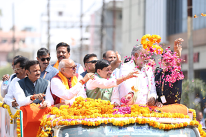 Flanked by CM & Dy CM, BJP's Rajesh Mishra files nomination from MP's Sidhi