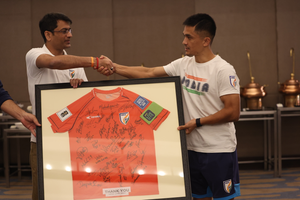 AIFF president congratulates Sunil Chhetri on his 150th international match