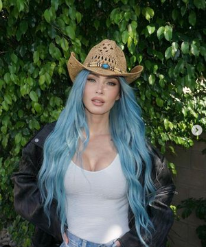 Megan Fox flaunts 'blue bob' at Celsius Cosmic Desert party on Coachella weekend