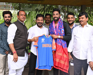 India pacer Siraj felicitated by Telangana CM