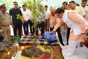 On Harela festival Uttarakhand CM plants sapling, announces target of 50 lakh trees