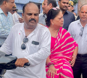 Vasundhara Raje tours her Assembly constituency on scooty