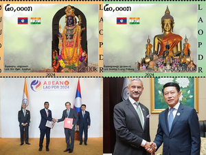 EAM launches special stamp in Laos representing treasures of Ramayana & Buddhism