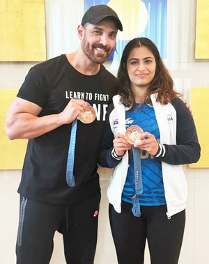 John Abraham meets double bronze medallist Manu Bhaker: She has made India proud